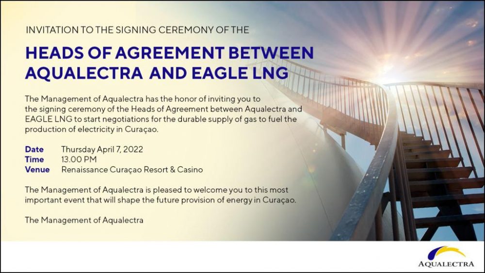 Curaçao ta sigui ehempel di Aruba y ta firma cu Eagle LNG awe 7 april 2022